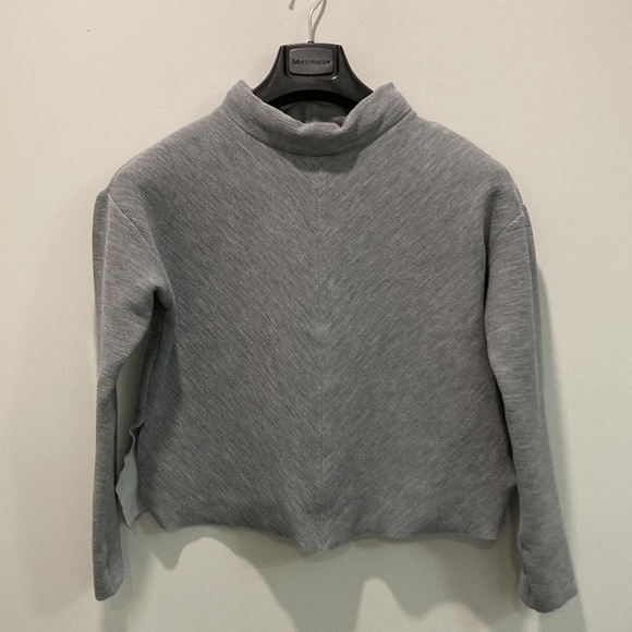 ZARA Grey Mock neck Crop Sweater - Picture 4 of 16